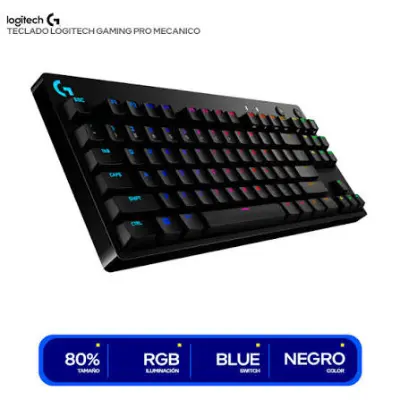 Teclado Logitech G Pro con RGB y cable, negro