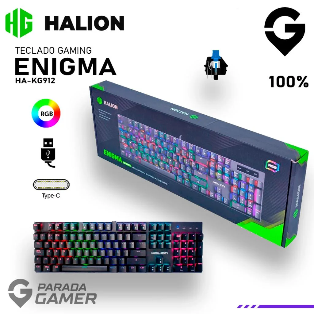 TECLADO GAMER MECANICO HALION ENIGMA HA-KG912 RGB, foto 1 de 5