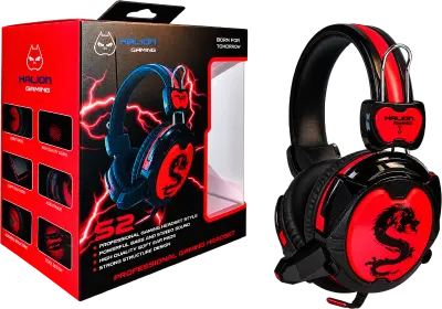 Audífono gamer Halion S2 Dragon, negro/rojo