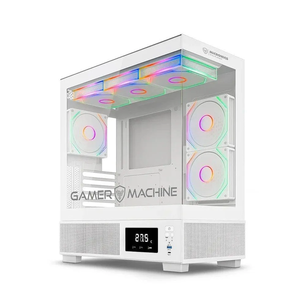 VULKANO WHITE MIC FC1001W GABINETE 6FAN ARGB DISPLAY (D:41CM W:21CM H:46.CM) MICRONICS/CASE, foto 1 de 4