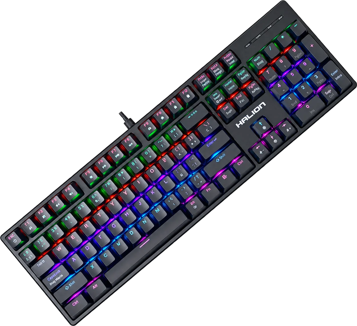 KIT TECLADO MECANICO+ MOUSE GAMER HALION PEGASO HA-861C RAINBOW, foto 1 de 4
