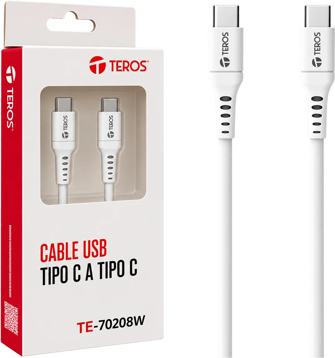 CABLE USB TEROS C-C 100W 5A BLANCO, foto 1 de 4