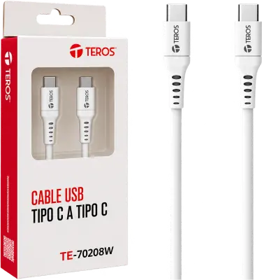 CABLE USB TEROS C-C 100W 5A BLANCO