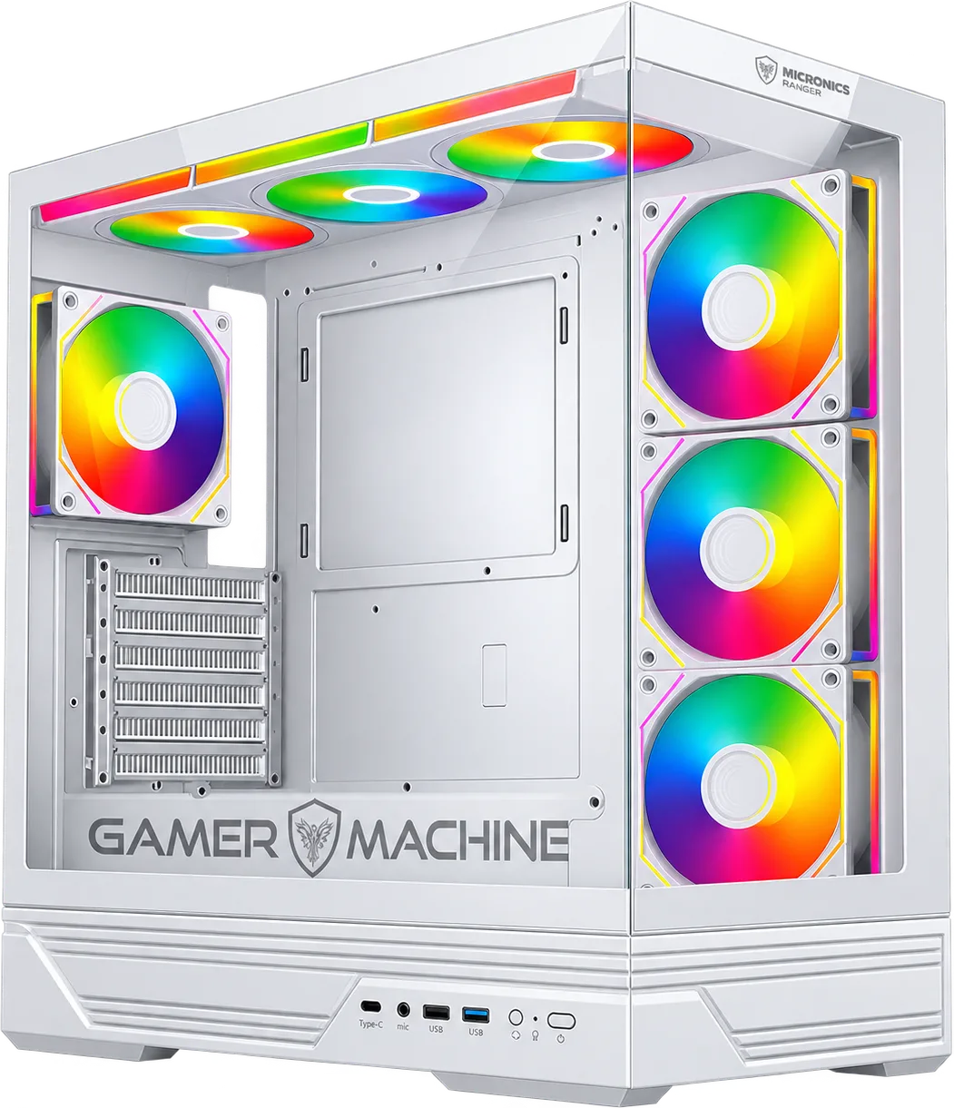 RANGER WHITE MIC FC1008W GABINETE 7FAN ARGB (D:42CM W:21.5CM H:45.5CM) DOUBLE HALO MICRONICS/CASE, foto 1 de 4