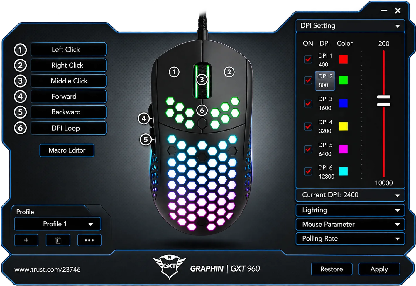 MOUSE ÓPTICO TRUST GXT960 GRAPHIN GAMING, foto 1 de 4