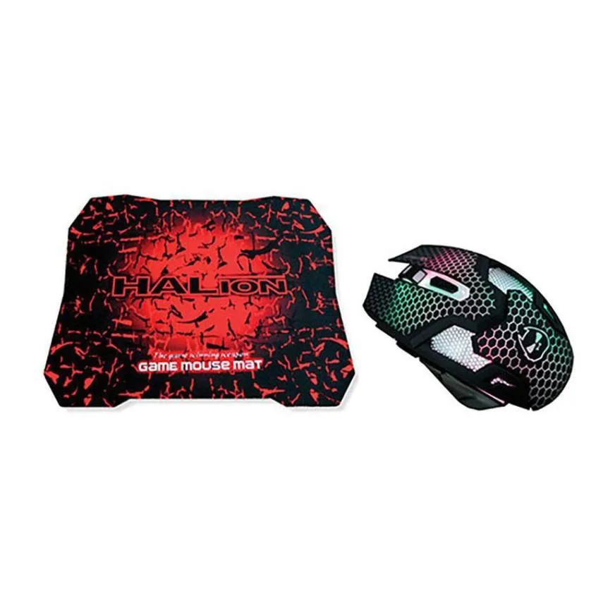 MOUSE USB + PAD HALION M264P LOTUS GAMER RGB, foto 1 de 4