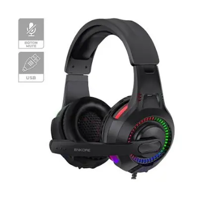 Auricular gamer alámbrico EKHG 1005U, sonido 5.1 USB, iluminación rainbow