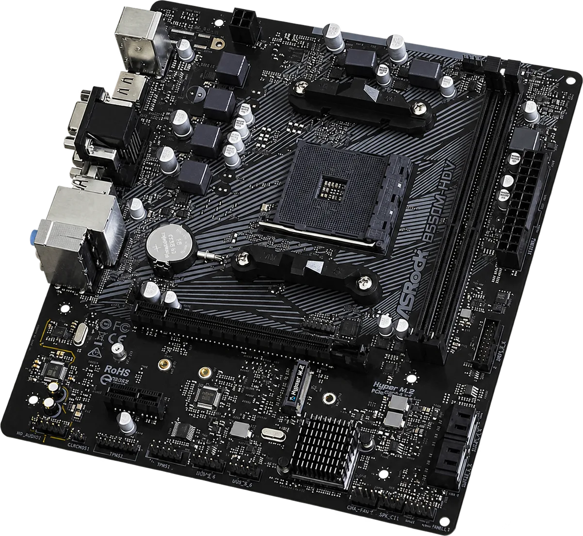 PLACA ASROCK B550M-HDV, AMD AM4, 2 DIMM DDR4., foto 1 de 4