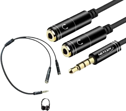 Adaptador de audio 1 jack a 2 plug estéreo 3.5 mm (3 líneas), foto 1 de 5
