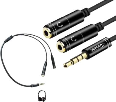Adaptador de audio 1 jack a 2 plug estéreo 3.5 mm (3 líneas)