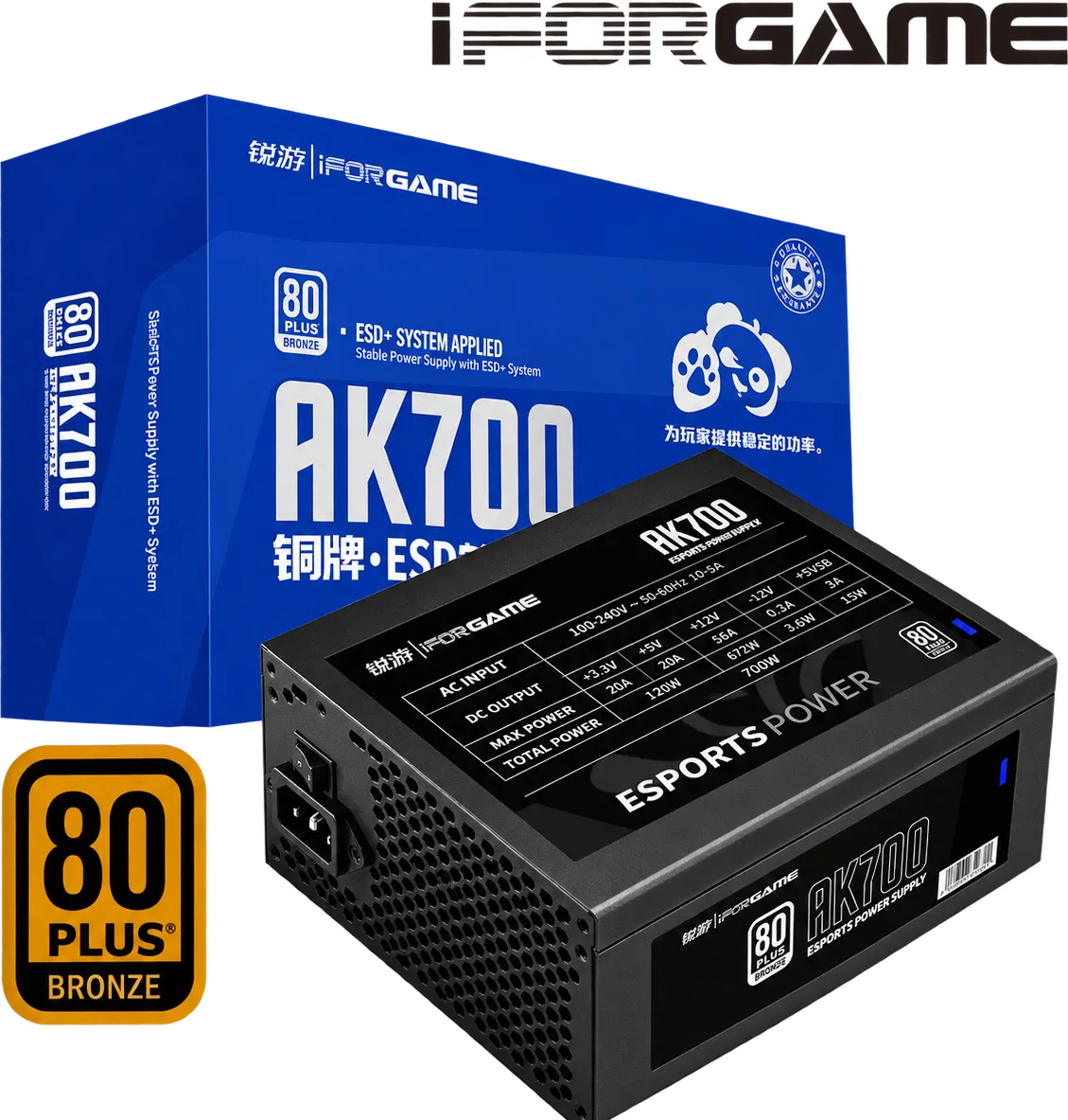 FUENTE DE PODER AK700 IFORGAME APFC 80PLUS BRONZE, foto 1 de 4
