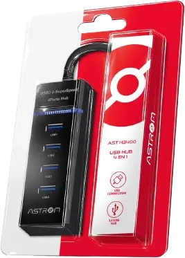 HUB USB 4 EN 1 AST H3400 4PORTS 3.0 ASTROM