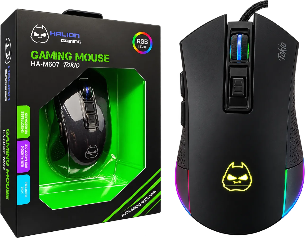 MOUSE GAMER HALION TOKIO HA-M607 RGB 6B, foto 1 de 4
