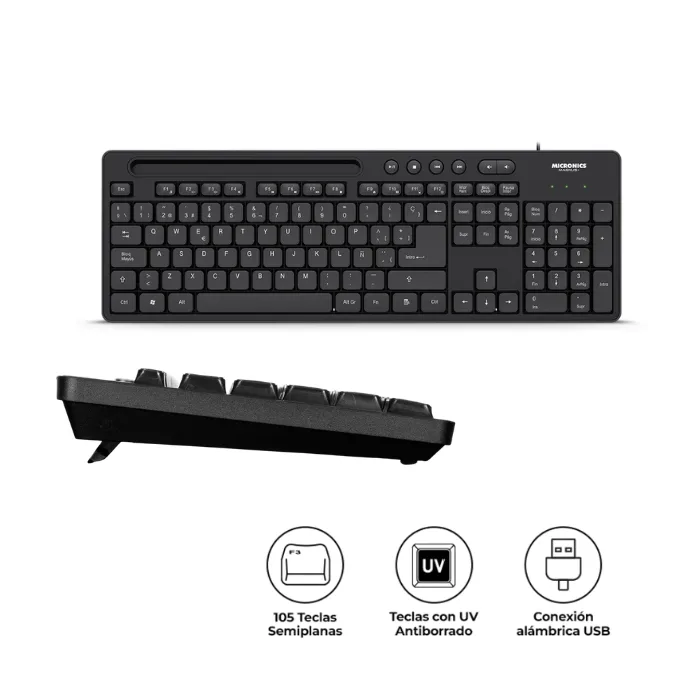 MAGNUS+ BLACK MIC K734 TECLADO MULTIMEDIA USB MICRONICS