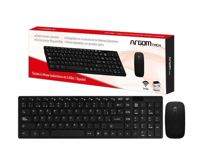 TECLADO+MOUSE ARGOMTECH CLASICO, INALAMBRICO, 1000 DPI, ARG-KB-7436, foto 1 de 4