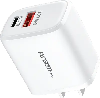 CARGADOR DUAL CARGA RAPIDA ARGOMTECH TYPE-C & USB