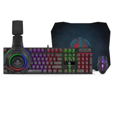 KIT GAMER BRAVIO4 ENT G1000-4 TECLADO + MOUSE USB + AURICULAR + PAD MOUSE ENKORE