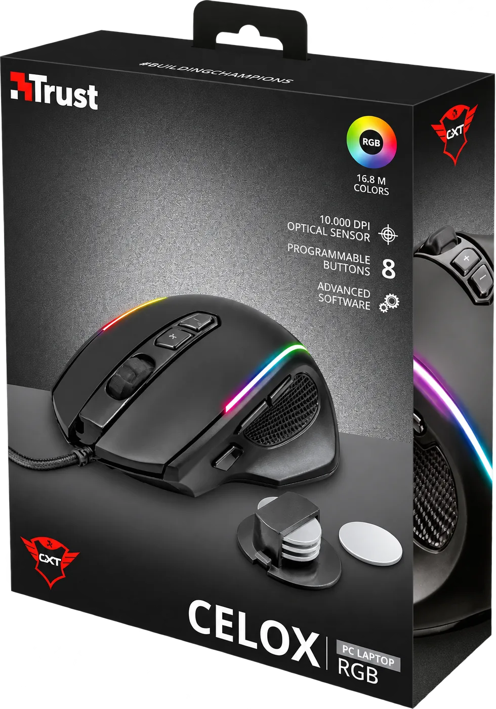 MOUSE ÓPTICO TRUST GXT165 CELOX GAMING RGB, foto 1 de 4