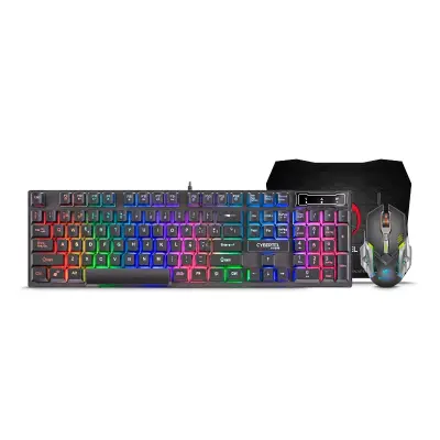 KIT GAMER XTREME CYB GT1800 TECLADO RAINBOW + MOUSE LED + PAD MOUSE CYBERTEL