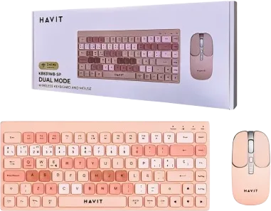 KIT OFFICE INALAMBRICO HAVIT KB831WB-SP ROSA 85 KEYS, foto 1 de 4