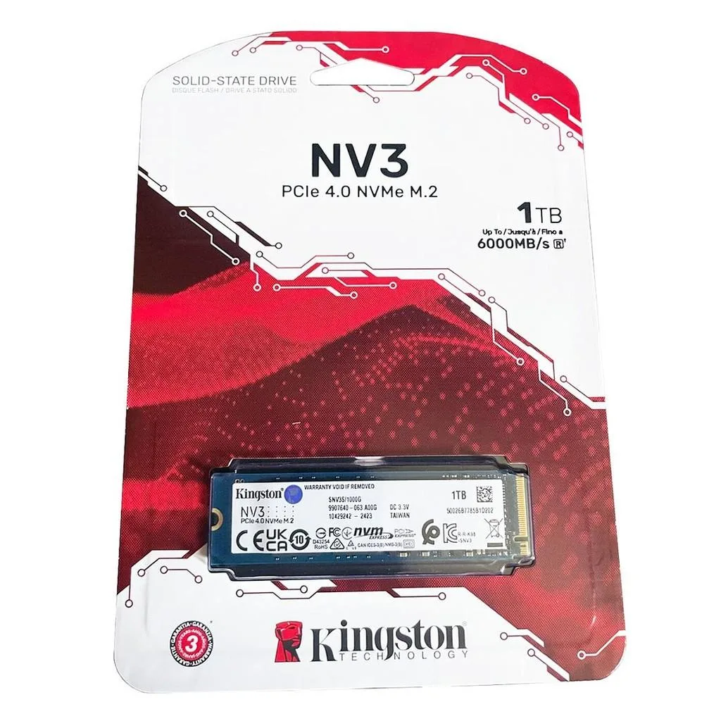 SSD 1TB KINGSTON NV3 M.2 2280 NVME PCIE GEN4X4 (PN:SNV3S/1000G), foto 1 de 5