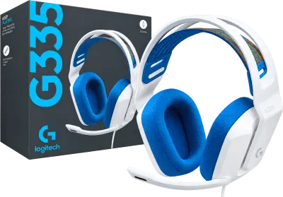 Audífono Logitech G335 con micrófono, blanco