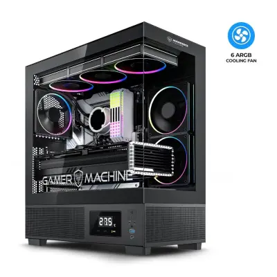 VULKANO BLACK MIC FC1001 GABINETE 6FAN ARGB DISPLAY (D:41CM W:21CM H:46.CM) MICRONICS/CASE