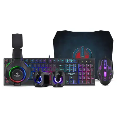 KIT GAMER BRAVIO5 ENT G1000-5 TECLADO + MOUSE + AURICULAR + PARLANTE + PAD MOUSE ENKORE/ MICRONIC