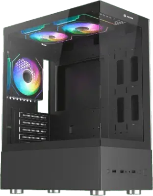 CASE ATX GAMER HALION FISH TANK BUFFALO CR41 NEGRO 500W 3xARGB