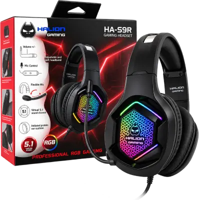 Auricular gamer Halion HA-S9R con iluminación RGB