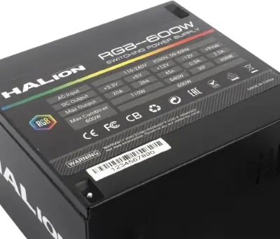 Fuente de poder Halion Gaming ATX RGB-600W