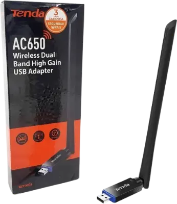 ADAPTADOR WI-FI USB TENDA U10 AC650 DUAL BAND CON ANTENA DE 6 DBI