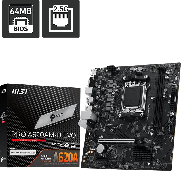 MB MSI PRO A620AM-B EVO SVL DDR5, foto 1 de 4