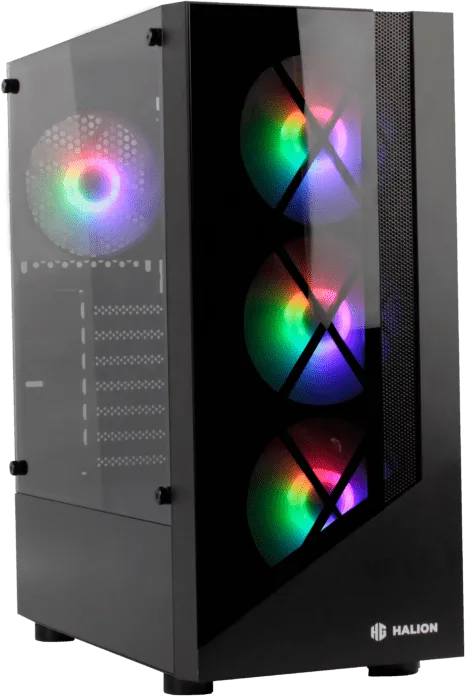 CASE GAMER HALION DRAGON CR15 NEGRO 500W 4x12 RAINBOW VIDRIO, foto 1 de 4