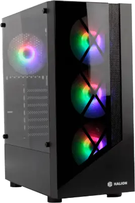 CASE GAMER HALION DRAGON CR15 NEGRO 500W 4x12 RAINBOW VIDRIO