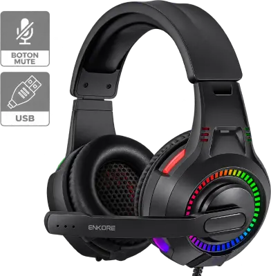 Auricular gamer alámbrico EKHG 1005U, sonido 5.1 USB, iluminación rainbow