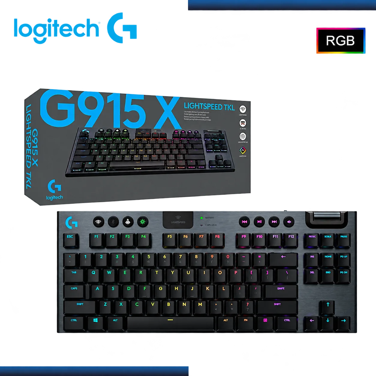 TECLADO LOGITECH G915 X TKL LIGHTSPEED RGB BLACK, foto 1 de 4