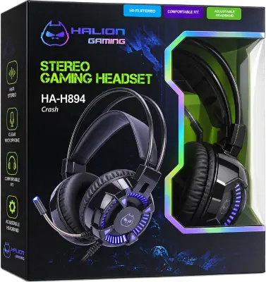 Audífono gamer Crash HA-H894 con micrófono, 3.5 mm + USB