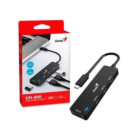 Adaptador hub Genius UH-400 USB-C a 4 USB 3.0, foto 1 de 5