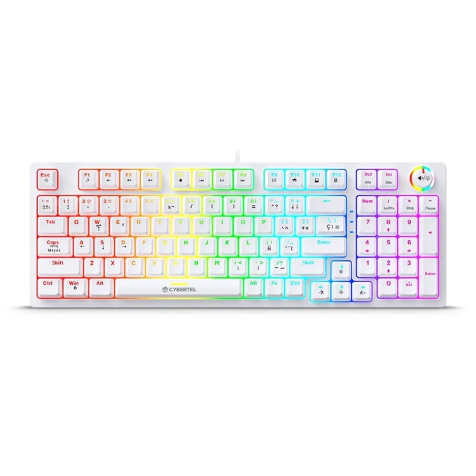 KIT STRIKER WHITE CBX GT1802W TECLADO GAMER MECANICO RAINBOW + MOUSE GAMER RGB + PAD MOUSE CYBERTEL, foto 1 de 4