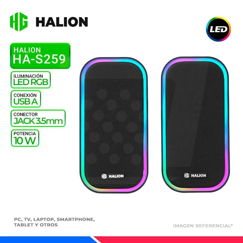 PARLANTE PC GAMER HALION HA-S259 USB RGB, foto 1 de 4