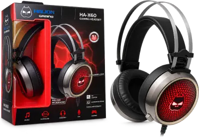 AURICULARES HALION HA-X60 USB+3.5MM NEGRO