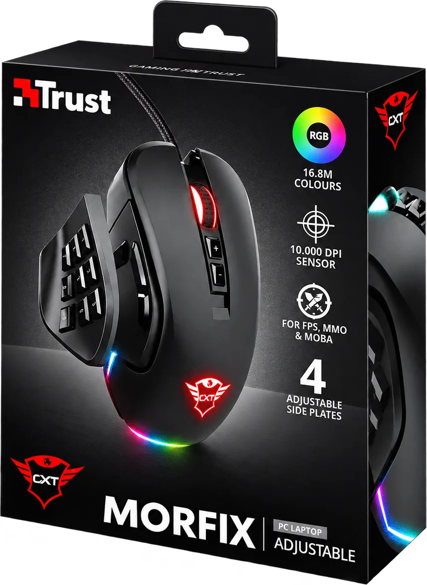 MOUSE ÓPTICO TRUST GXT970 MORFIX GAMING RGB, foto 1 de 4